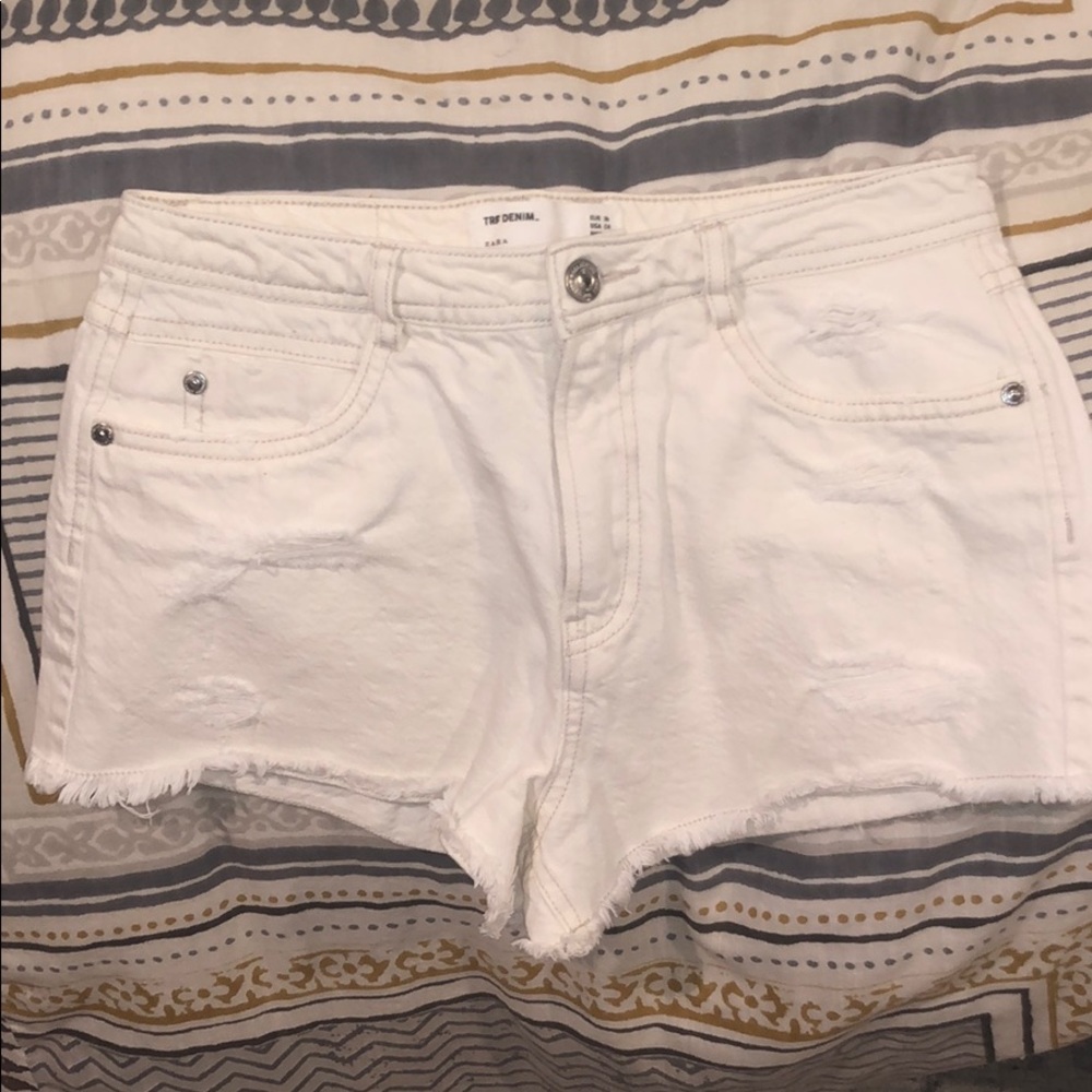 Women’s White Ripped Jean Shorts